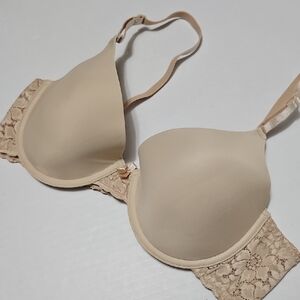 Maidenform Smooth Lace-Trim Underwire Bra - Nude Seamless Lightweight Size 38B